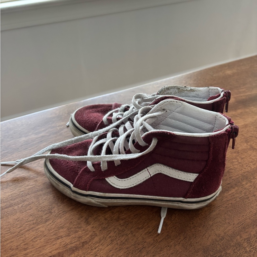 Burgundy High-Top Vans with White Stripe